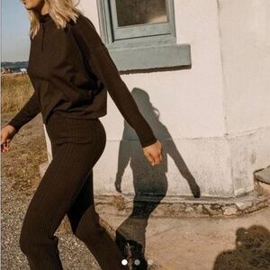 James Street Co High Waist Ribbed Lounge Pant